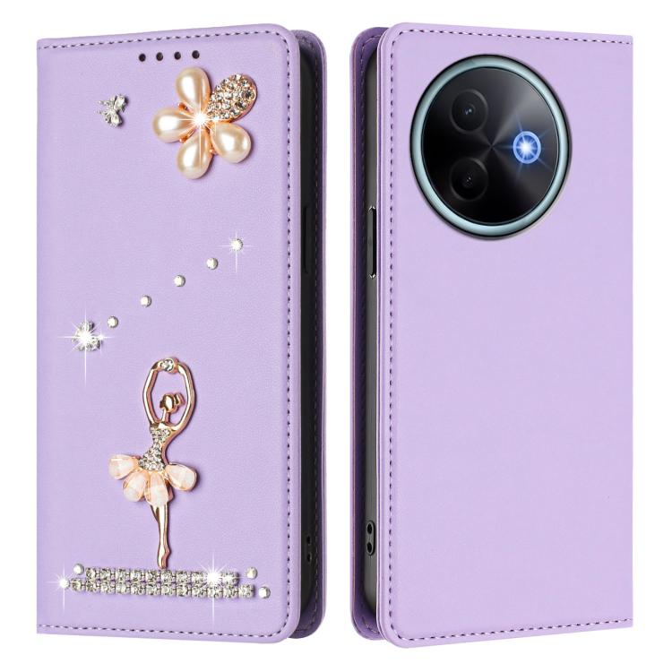 For vivo Y39 5G Global Ballet Girl Diamond Studded RFID Vegan Leather Phone Case