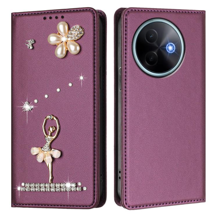 For vivo Y39 5G Global Ballet Girl Diamond Studded RFID Vegan Leather Phone Case