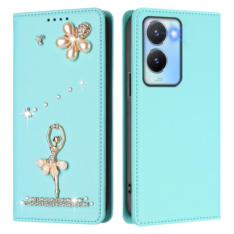 For vivo Y56 5G Global Ballet Girl Diamond Studded RFID Vegan Leather Phone Case