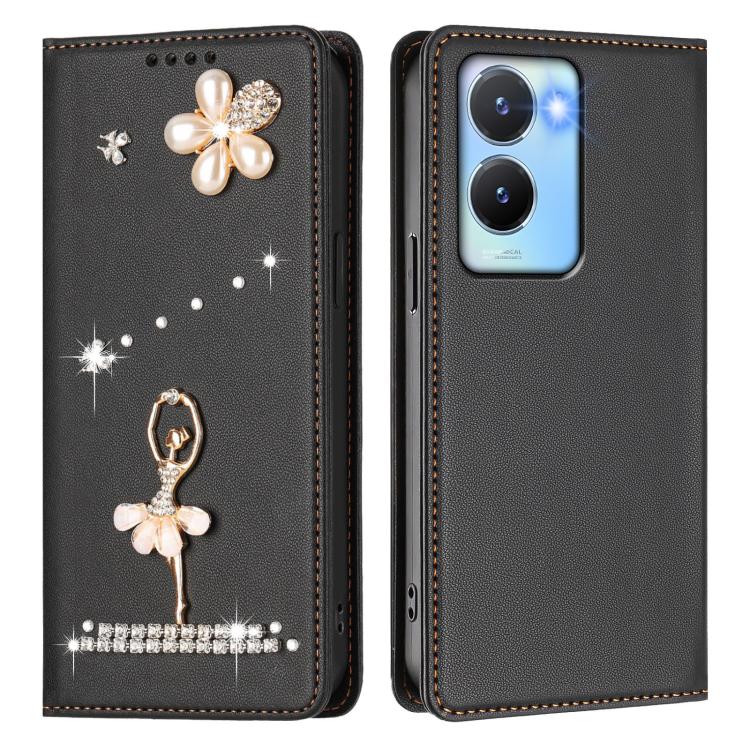 For vivo Y56 5G Global Ballet Girl Diamond Studded RFID Vegan Leather Phone Case
