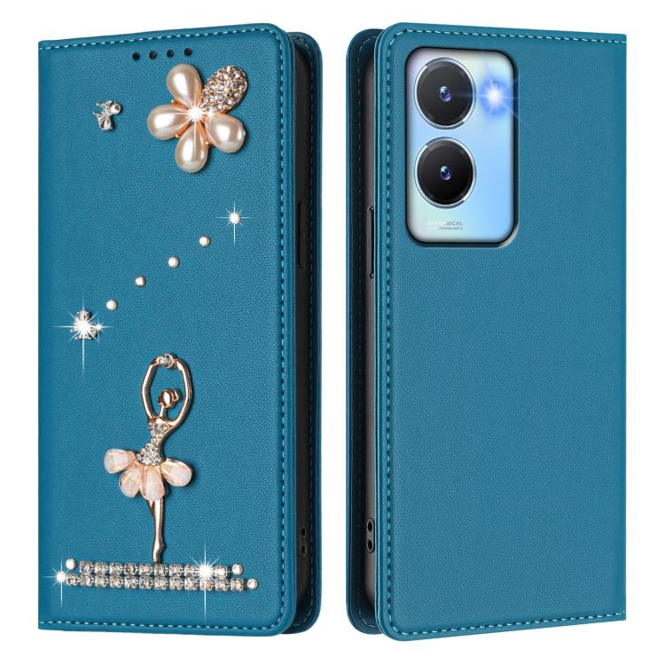 For vivo Y56 5G Global Ballet Girl Diamond Studded RFID Vegan Leather Phone Case
