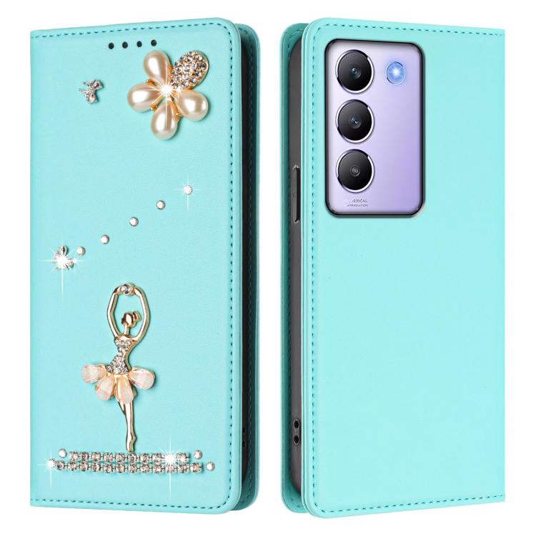 For vivo Y200e 5G Global Ballet Girl Diamond Studded RFID Vegan Leather Phone Case