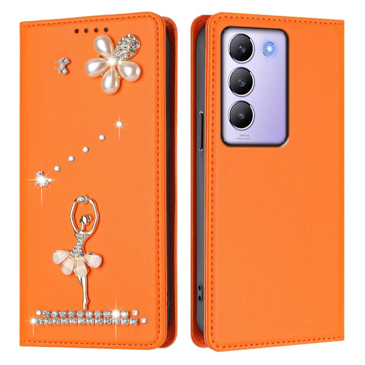 For vivo Y200e 5G Global Ballet Girl Diamond Studded RFID Vegan Leather Phone Case