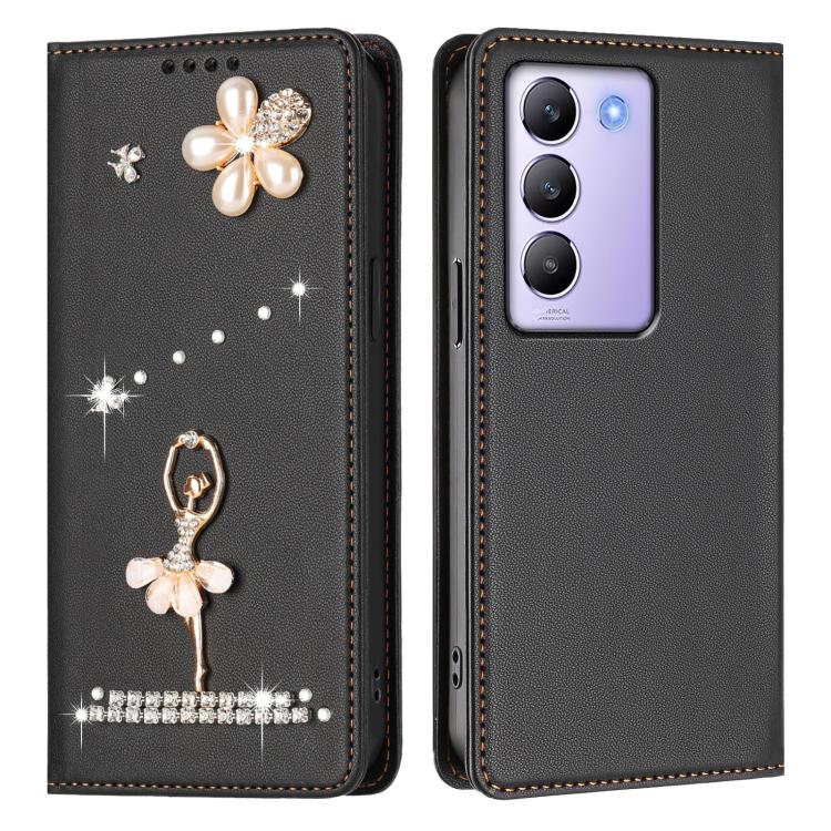 For vivo Y200e 5G Global Ballet Girl Diamond Studded RFID Vegan Leather Phone Case