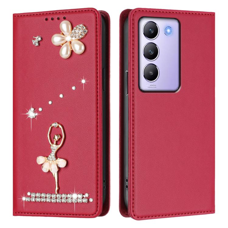For vivo Y200e 5G Global Ballet Girl Diamond Studded RFID Vegan Leather Phone Case