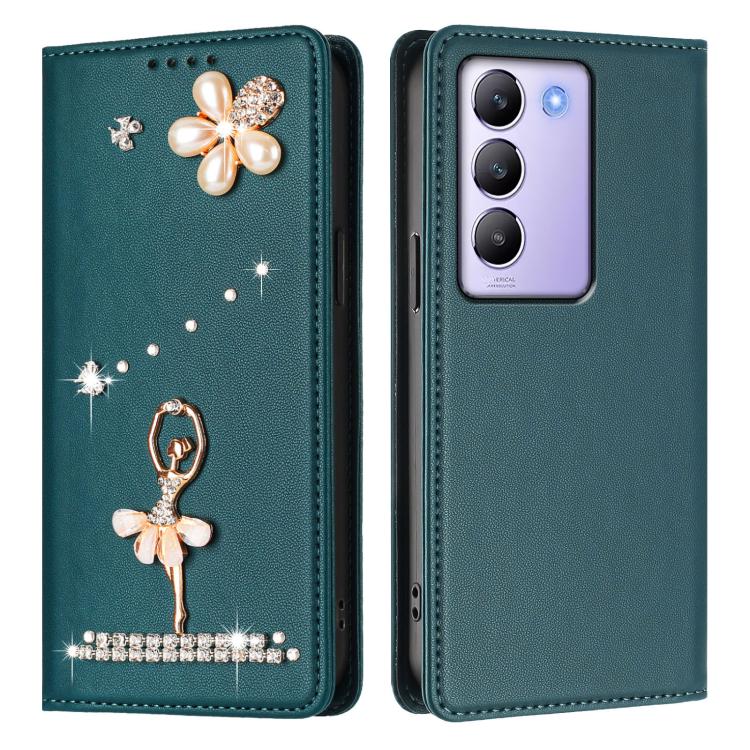 For vivo Y200e 5G Global Ballet Girl Diamond Studded RFID Vegan Leather Phone Case