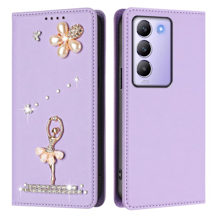 For vivo Y200e 5G Global Ballet Girl Diamond Studded RFID Vegan Leather Phone Case
