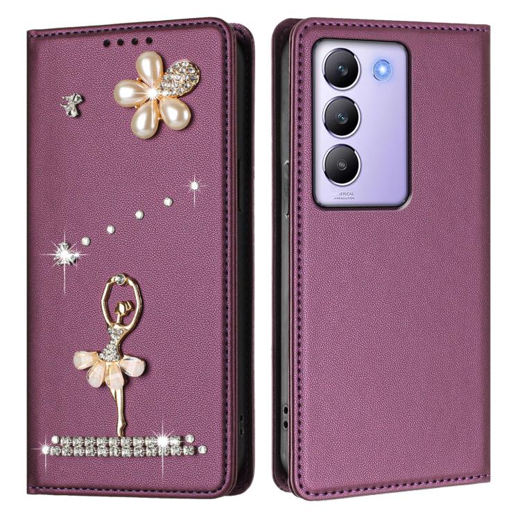 For vivo Y200e 5G Global Ballet Girl Diamond Studded RFID Vegan Leather Phone Case