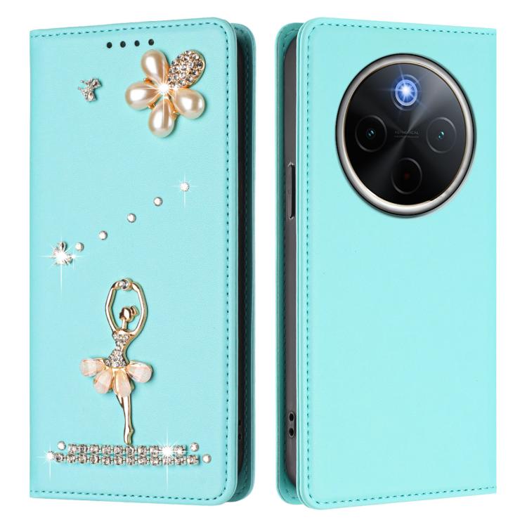 For vivo Y300 Pro+ / T4 5G Ballet Girl Diamond Studded RFID Vegan Leather Phone Case