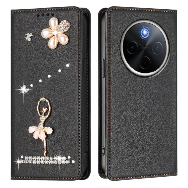 For vivo Y300 Pro+ / T4 5G Ballet Girl Diamond Studded RFID Vegan Leather Phone Case