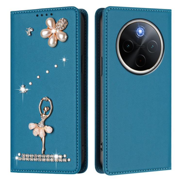 For vivo Y300 Pro+ / T4 5G Ballet Girl Diamond Studded RFID Vegan Leather Phone Case