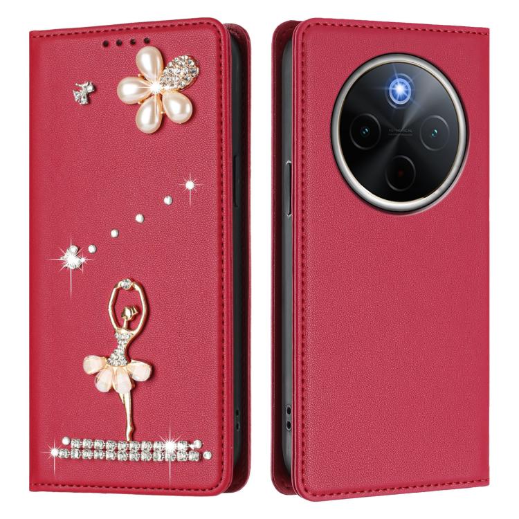 For vivo Y300 Pro+ / T4 5G Ballet Girl Diamond Studded RFID Vegan Leather Phone Case