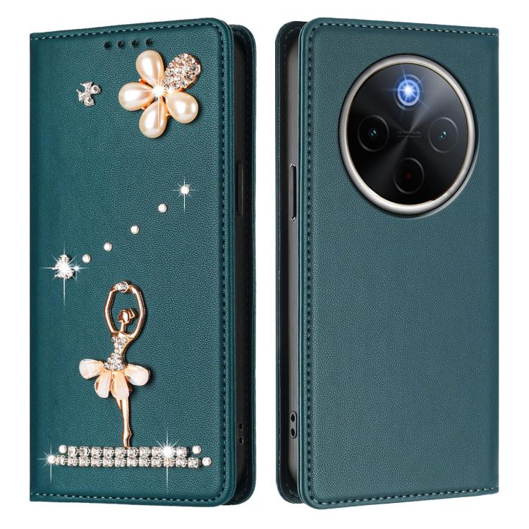 For vivo Y300 Pro+ / T4 5G Ballet Girl Diamond Studded RFID Vegan Leather Phone Case