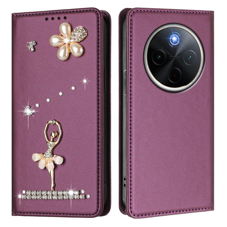 For vivo Y300 Pro+ / T4 5G Ballet Girl Diamond Studded RFID Vegan Leather Phone Case