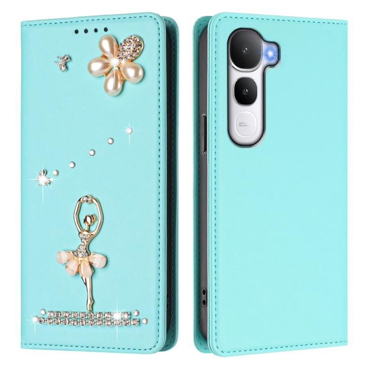 For vivo Y400 4G / Y400 5G Ballet Girl Diamond Studded RFID Vegan Leather Phone Case
