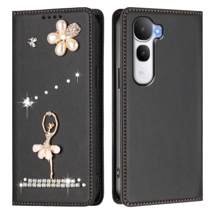 For vivo Y400 4G / Y400 5G Ballet Girl Diamond Studded RFID Vegan Leather Phone Case
