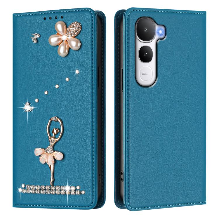 For vivo Y400 4G / Y400 5G Ballet Girl Diamond Studded RFID Vegan Leather Phone Case