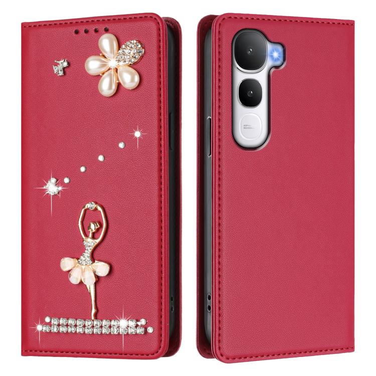 For vivo Y400 4G / Y400 5G Ballet Girl Diamond Studded RFID Vegan Leather Phone Case