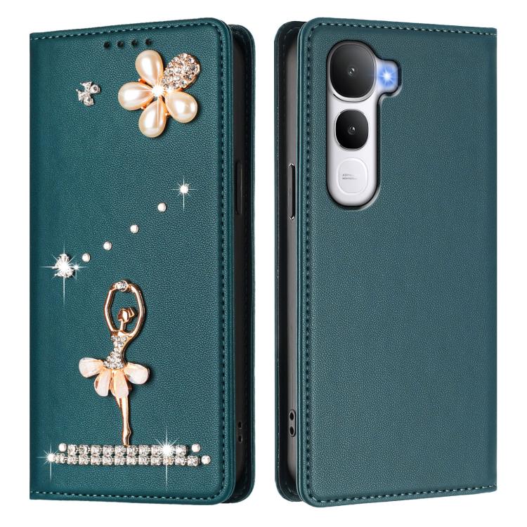 For vivo Y400 4G / Y400 5G Ballet Girl Diamond Studded RFID Vegan Leather Phone Case