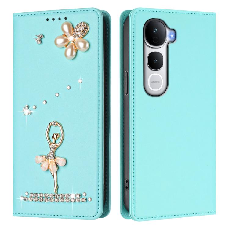 For vivo Y400 Pro 5G Ballet Girl Diamond Studded RFID Vegan Leather Phone Case