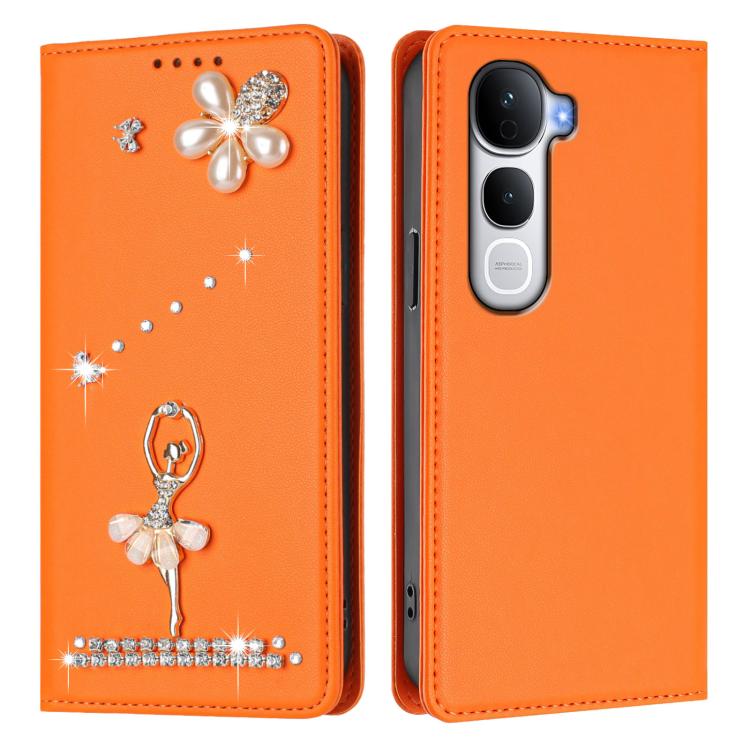 For vivo Y400 Pro 5G Ballet Girl Diamond Studded RFID Vegan Leather Phone Case