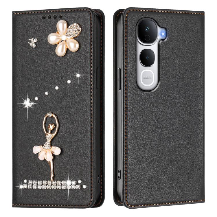 For vivo Y400 Pro 5G Ballet Girl Diamond Studded RFID Vegan Leather Phone Case
