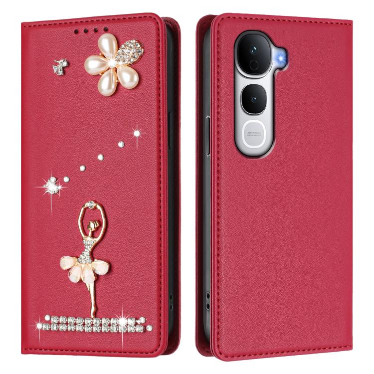 For vivo Y400 Pro 5G Ballet Girl Diamond Studded RFID Vegan Leather Phone Case