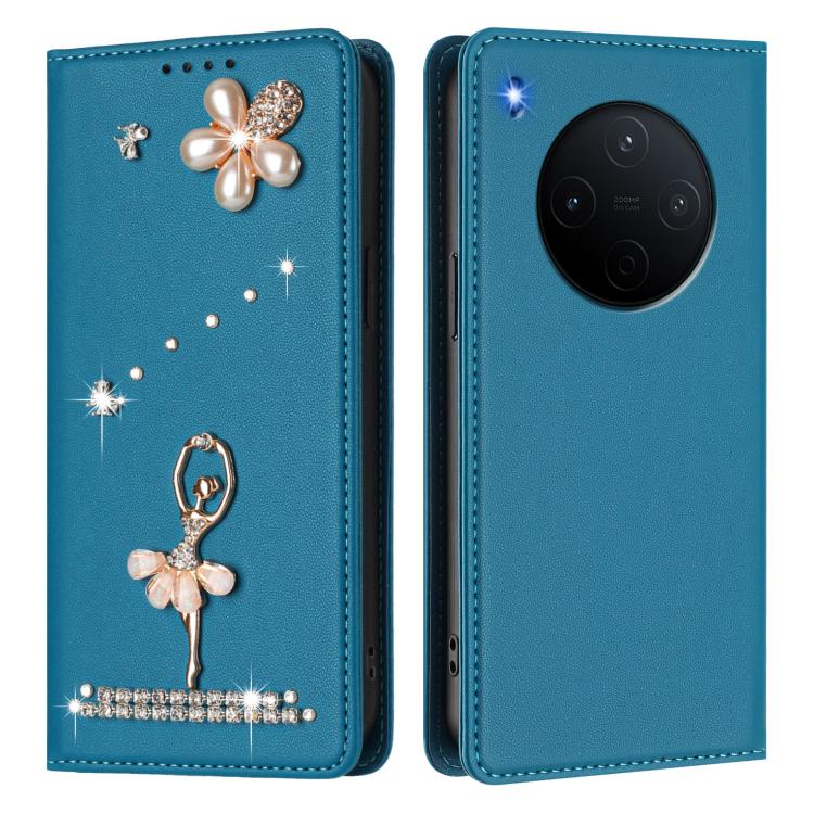 For vivo Y500 Pro 5G Ballet Girl Diamond Studded RFID Vegan Leather Phone Case