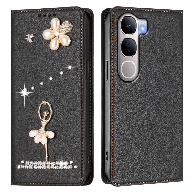 For vivo Y300 5G Global Ballet Girl Diamond Studded RFID Vegan Leather Phone Case