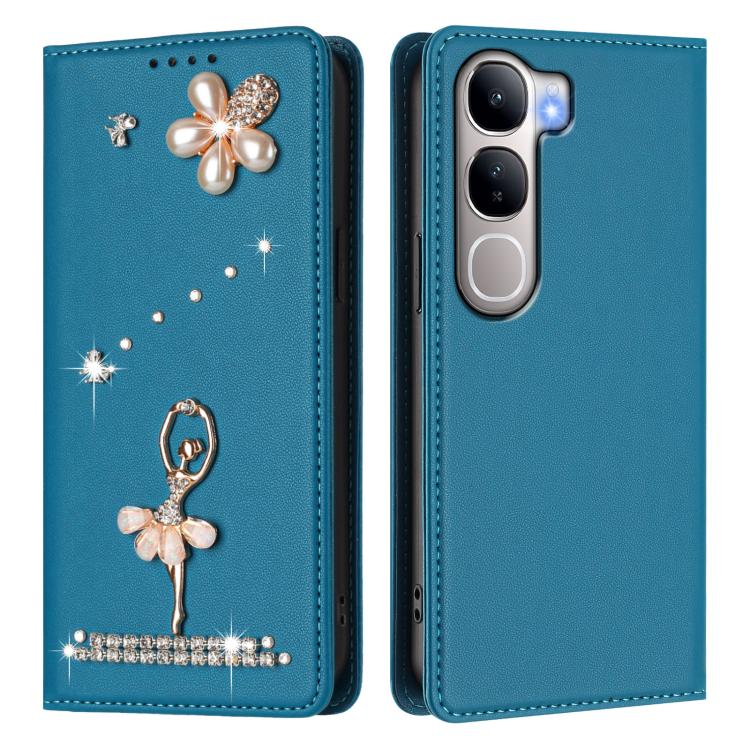 For vivo Y300 5G Global Ballet Girl Diamond Studded RFID Vegan Leather Phone Case