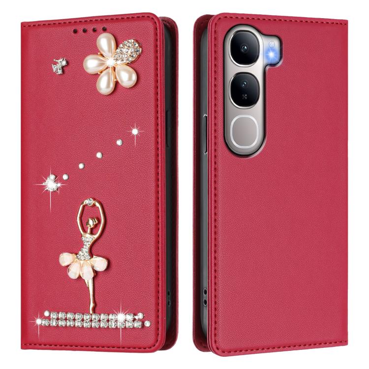 For vivo Y300 5G Global Ballet Girl Diamond Studded RFID Vegan Leather Phone Case