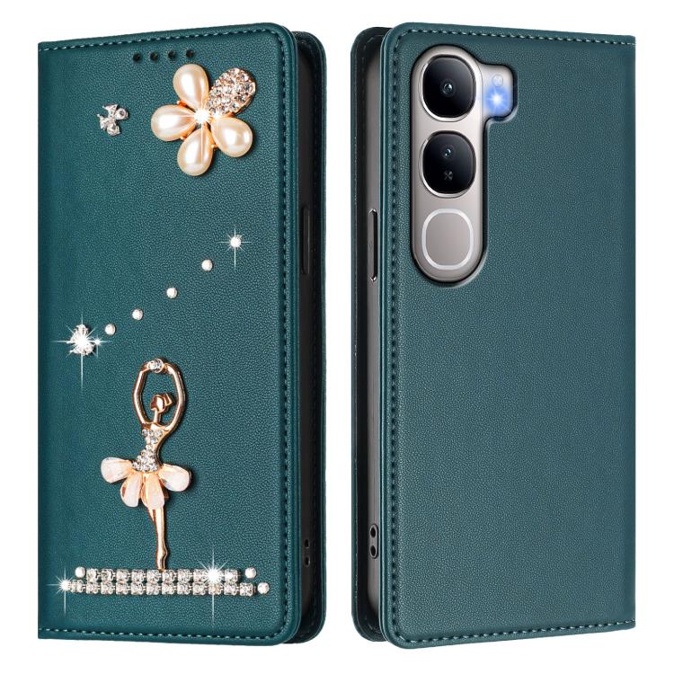 For vivo Y300 5G Global Ballet Girl Diamond Studded RFID Vegan Leather Phone Case