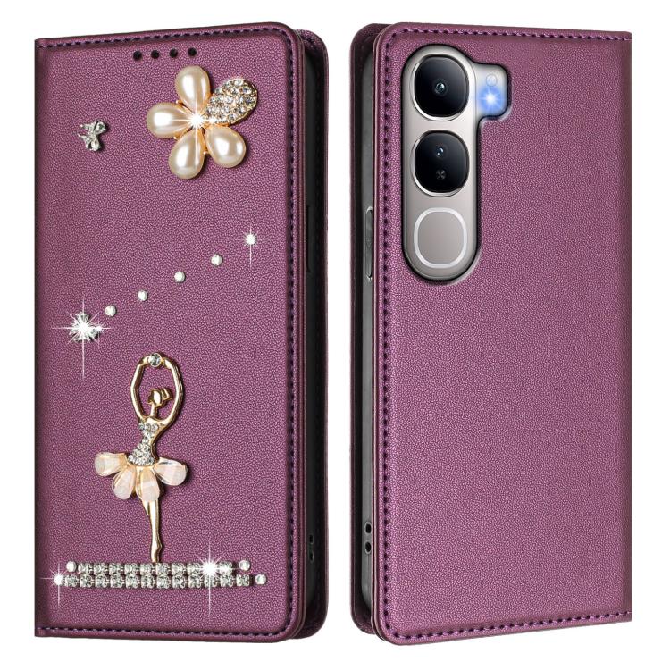 For vivo Y300 5G Global Ballet Girl Diamond Studded RFID Vegan Leather Phone Case