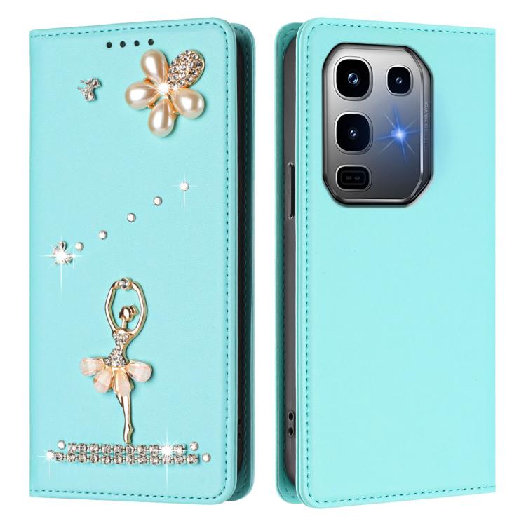 For Infinix Note 50 Pro+ Ballet Girl Diamond Studded RFID Vegan Leather Phone Case