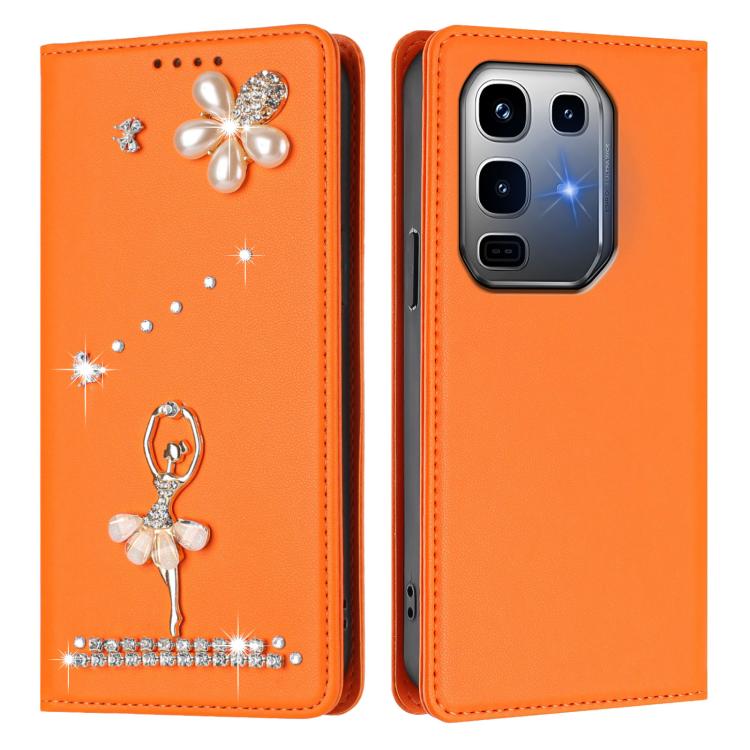 For Infinix Note 50 Pro+ Ballet Girl Diamond Studded RFID Vegan Leather Phone Case