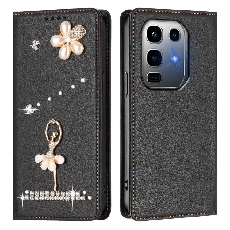 For Infinix Note 50 Pro+ Ballet Girl Diamond Studded RFID Vegan Leather Phone Case