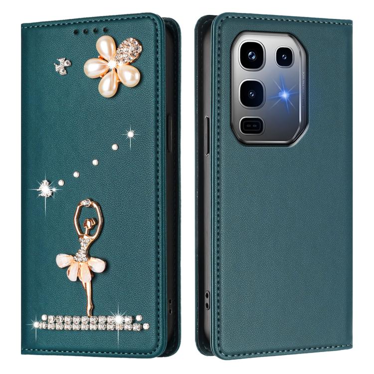 For Infinix Note 50 Pro+ Ballet Girl Diamond Studded RFID Vegan Leather Phone Case