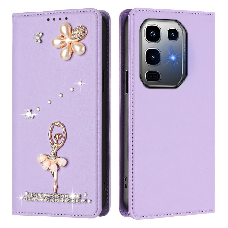 For Infinix Note 50 Pro+ Ballet Girl Diamond Studded RFID Vegan Leather Phone Case