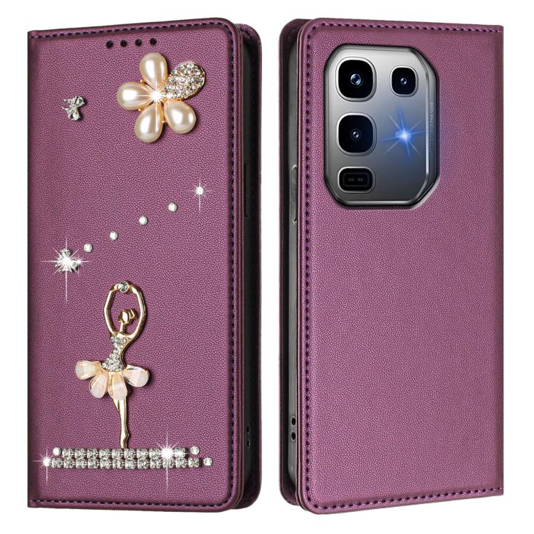 For Infinix Note 50 Pro+ Ballet Girl Diamond Studded RFID Vegan Leather Phone Case