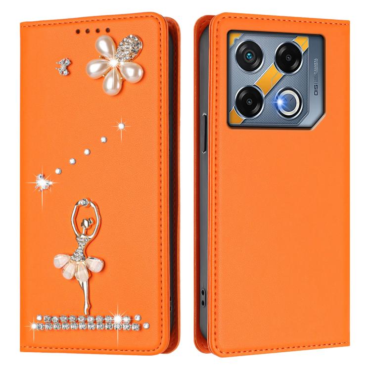 For Infinix GT 20 Pro Ballet Girl Diamond Studded RFID Vegan Leather Phone Case