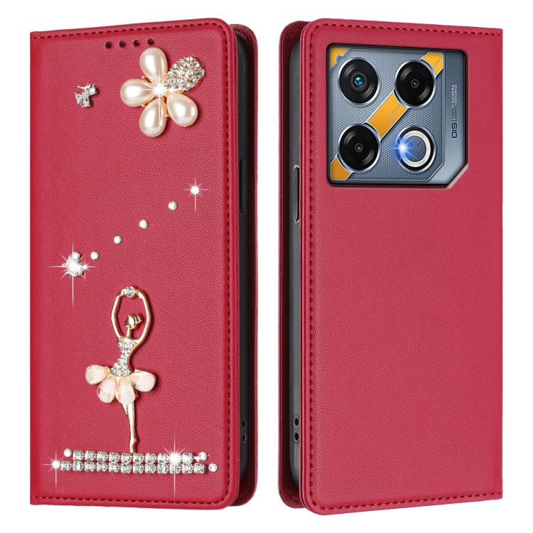 For Infinix GT 20 Pro Ballet Girl Diamond Studded RFID Vegan Leather Phone Case