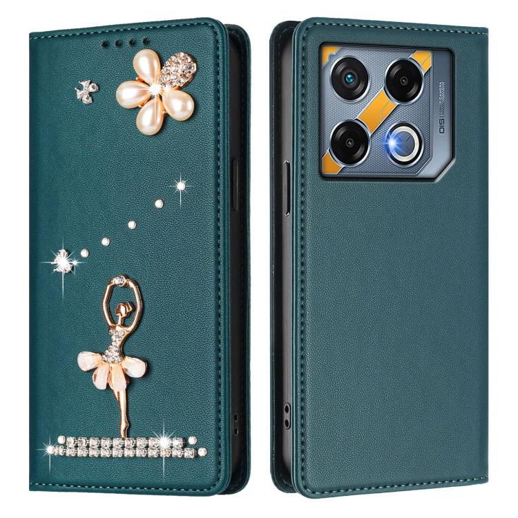 For Infinix GT 20 Pro Ballet Girl Diamond Studded RFID Vegan Leather Phone Case