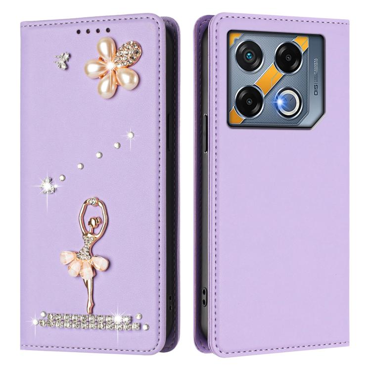 For Infinix GT 20 Pro Ballet Girl Diamond Studded RFID Vegan Leather Phone Case