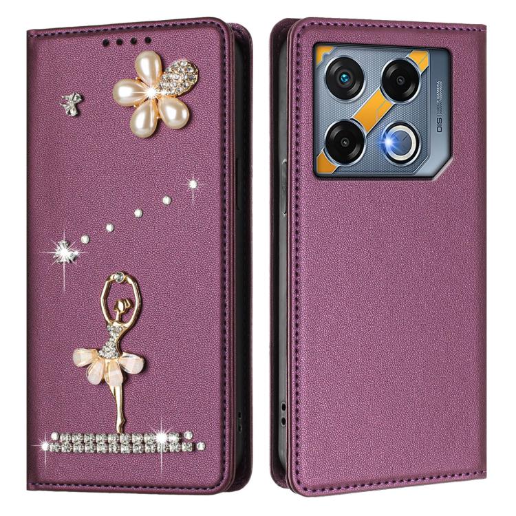 For Infinix GT 20 Pro Ballet Girl Diamond Studded RFID Vegan Leather Phone Case