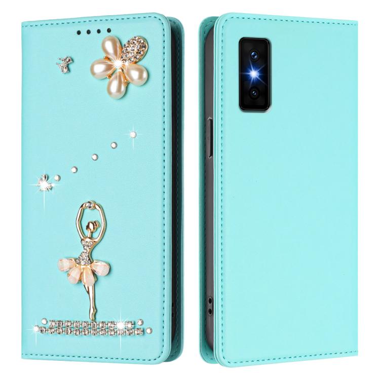 For Infinix GT 30 Pro Ballet Girl Diamond Studded RFID Vegan Leather Phone Case