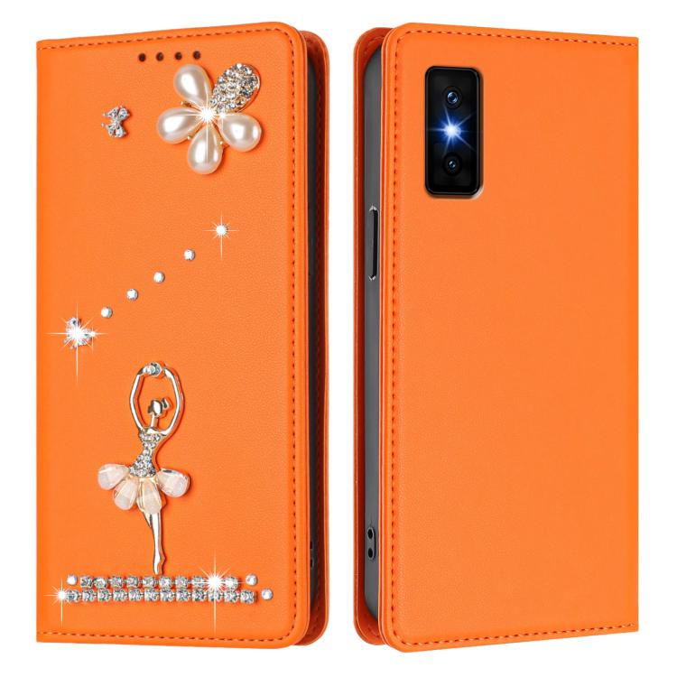 For Infinix GT 30 Pro Ballet Girl Diamond Studded RFID Vegan Leather Phone Case
