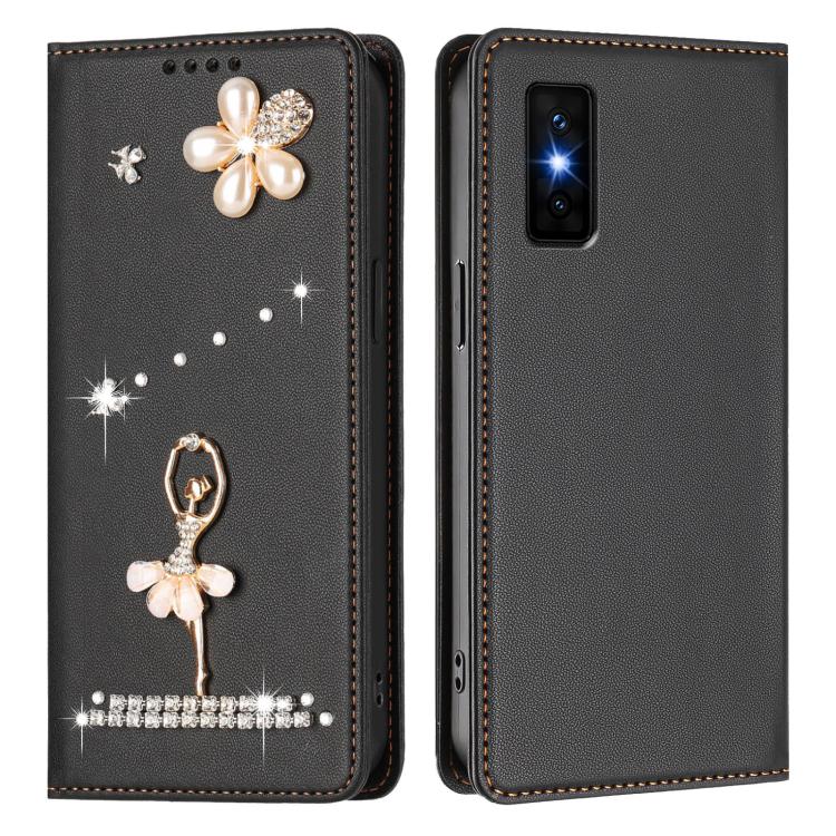 For Infinix GT 30 Pro Ballet Girl Diamond Studded RFID Vegan Leather Phone Case