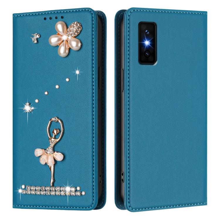 For Infinix GT 30 Pro Ballet Girl Diamond Studded RFID Vegan Leather Phone Case