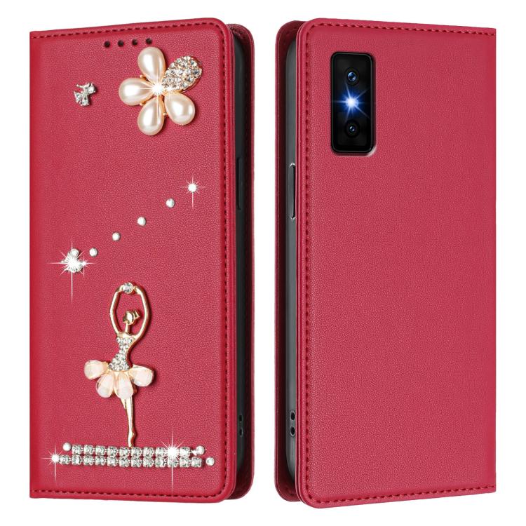 For Infinix GT 30 Pro Ballet Girl Diamond Studded RFID Vegan Leather Phone Case