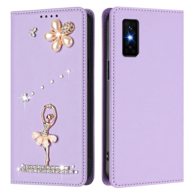 For Infinix GT 30 Pro Ballet Girl Diamond Studded RFID Vegan Leather Phone Case